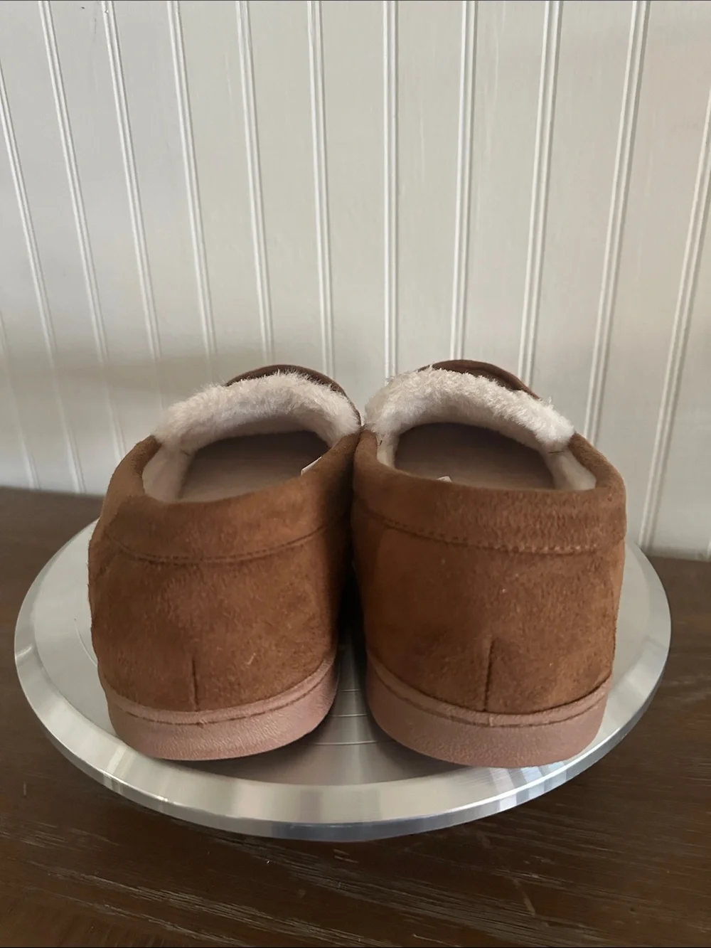 dearfoams Brown Faux-Suede Men's Slip-On Slippers Like New sz M